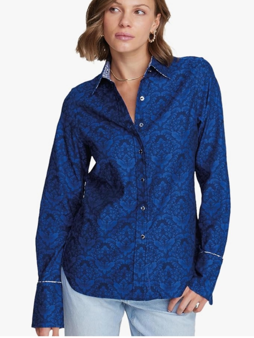 Robert Graham Women’s woven Priscilla Blue Art Printed Button-Up Shirt M NWT